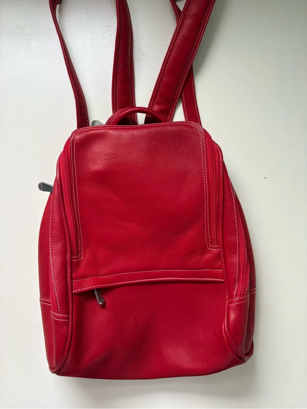 Le Donne Red Leather U-Zip Mini Backpack LD-030